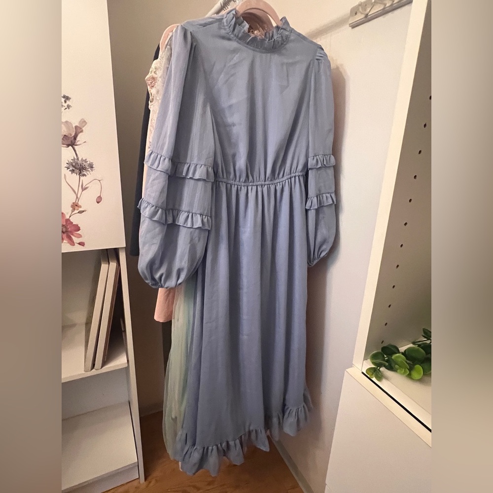 SHEIN Light Blue Ruffle Dress - Picture 3 of 12